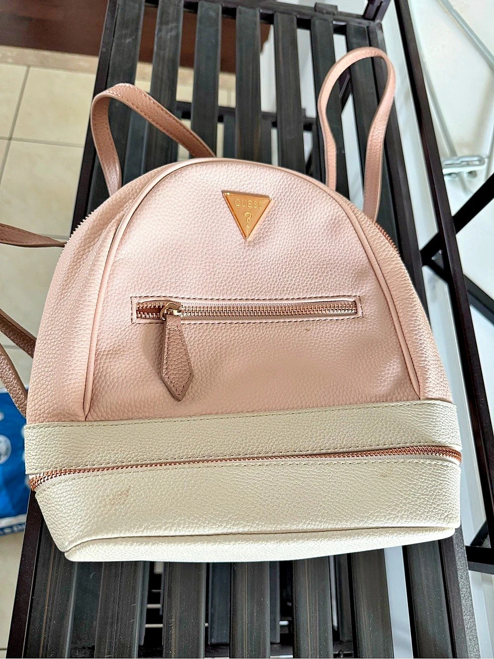 GUESS Color Block Backpack in Pink & White